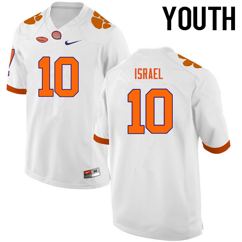 Youth Clemson Tigers #10 Tucker Israel College Football Jerseys-White